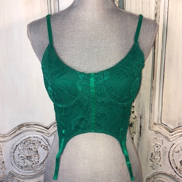 Princess Polly xx Emmanuel Top Green Lace Bustier Top Size 8 - Picture 1 of 12